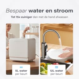 Skoov Mini Vaatwasser met waterreservoir - 3 couverts - 6 wasprogramma's - Extra stil - Kleine smalle vrijstaande afwasmachine - Camping - Wit — thumbnail 9