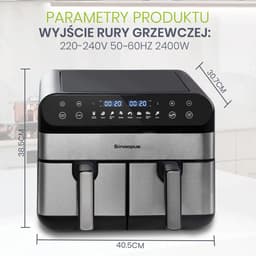 Zimoros Dubbele Airfryer - 2 Manden - 10 L inhoud - Twee kookzones - Kijkvenster - Zwart - Heteluchtfriteuse - HeteLucht Oven — thumbnail 1