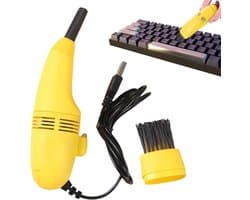 USB stofzuiger - 2 in 1 Toetsenbord cleaner - toetsenbord stofzuiger - Mini stofzuiger - Mini Vacuum Cleaner USB - Schoonmaakset voor kruimels en stof - Kruimelzuiger schoonmaakset - Voor Computer / PC / Laptop Kruimeldief Dust Cleaner - Geel