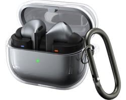 Cazy siliconen Hoesje geschikt voor Samsung Galaxy Buds3 / Galaxy Buds3 Pro - Inclusief karabijnhaak - Beschermt tegen krassen en stoten - Transparant