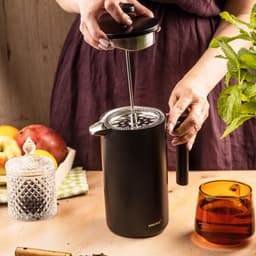 KINGHoff French Press 1 Liter – Mat Zwart – Dubbelwandig RVS – Luxe Koffie & Thee Zetter – KH-1996 — thumbnail 3
