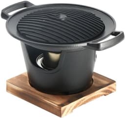 Japanse BBQ Grill - Traditionele Hibachi Grill in Gietijzer - Kleine Draagbare Barbecue voor Binnenshuis en Buiten - Met Onderstel - Snel Verhit en Eenvoudig Schoon te Maken (Zwart) — thumbnail 1