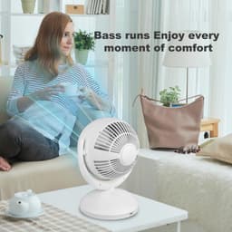 Stille tafelventilator met 4 snelheden en 120° helling instelbaar voor optimale luchtcirculatie in kantoor, slaapkamer en woonkamer — thumbnail 2
