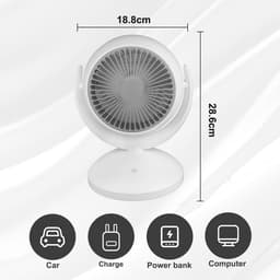 Stille tafelventilator met 4 snelheden en 120° helling instelbaar voor optimale luchtcirculatie in kantoor, slaapkamer en woonkamer — thumbnail 4