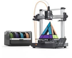Anycubic Kobra 3 V2 Combo 3D Printer – 4/8-Kleuren ACE Pro Multicolor – 600 mm/s Snelheid – LeviQ 3.0 Auto-Leveling – 255×255×260 mm Bouwvolume – Vibratiecompensatie – 720p Camera – Direct Printklaar