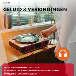 Platenspeler Bluetooth (in/uit) - Fenton RP162LW - retro platenspeler met speakers (stereo) en mp3 speler - Hout (Lightwood) — thumbnail 3