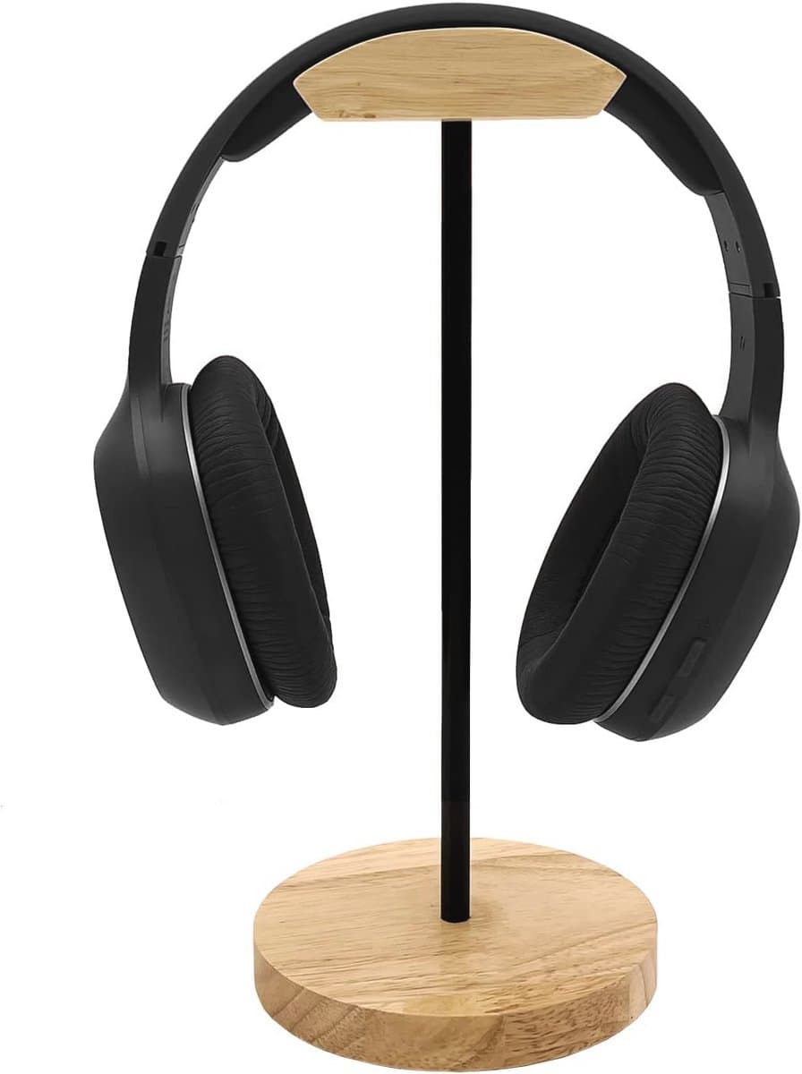 Hoofdtelefoonhouder van Natuurhout en Aluminium - Functionele Oplossing voor Alle Headsets — afbeelding 1