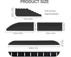 Drempelhelling voor robotstofzuiger - antislip - 1 stuk - siliconen - 68,6 cm