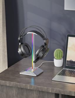 RGB Hoofdtelefoonstandaard met Draadloze Oplading en 7 Verlichtingseffecten — thumbnail 4