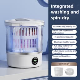 Mini draagbare wasmachine van 3 liter, Geschikt voor het wassen van huishoudkleding, sokken en ondergoed, en als reiswasmachine met centrifugefunctie. — thumbnail 3