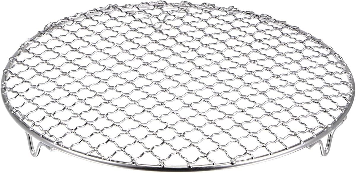Braadrooster - BBQ Grill - Grill Net - RVS Stoomrek - Ronde Grill - Kookspullen - Kookspullen - Grillaccessoires - Koken Buiten - Buiten - Kamperen - Picknick - Diameter 15cm - Zilver — afbeelding 1