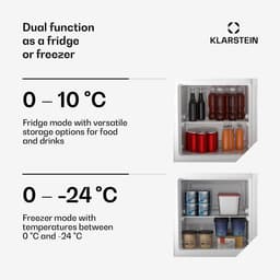 Klarstein Irene retro Mini Vriezer, 31 liter, Flexibel temperatuurbereik -24°C tot 10°C, Energie-efficiëntieklasse C, Stil 38 dB, Compact ontwerp, Mini koel-/vriescombinatie, Rood - Vrieskast Diepvrieskast - 4-Sterren - Freezer — thumbnail 5