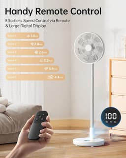 Draagbare oscillerende ventilator met afstandsbediening - 30 cm oplaadbare staande en opvouwbare handventilator voor slaapkamer en kantoor — thumbnail 5