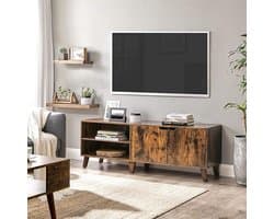 Vintage TV-meubel 140 cm – TV-kast met 2 deuren en open vakken – Geschikt voor televisies tot 60 inch – Verstelbare planken – Woonkamer, Eetkamer of Slaapkamer – Rustiek Bruin Depauwwonen