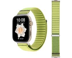 Stravo Nylon Horlogebandje met Klittenband – Geschikt voor Huawei Watch Fit 4 Pro / Watch Fit 4 / Watch Fit 3 – Geweven Smartwatch Bandje – Groen