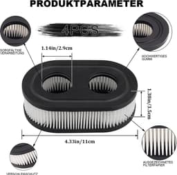 Vier luchtfilters Geschikt voor grasmaaiers, vervangingsonderdelen Geschikt voor Briggs & Stratton 798452 en 593260. — thumbnail 3
