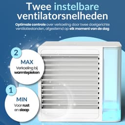 Rovary™ Aircooler PLUS - Koelen & Bevochtigen - USB-C - 2 standen - Ventilator - Tafelventilator - Airco - Bureau - Slaapkamer - Bed — thumbnail 2