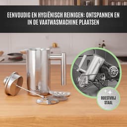 Bjørn Liebdhal Premium Cafetiére, Dubbelwandig, Roestvrij Staal, 1000 ml - French Press Koffiemaker - Geschikt Voor Koffie, Melkopschuimen & Thee — thumbnail 4