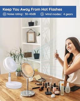 Draagbare 7,7 inch staande ventilator met afstandsbediening en stille werking, oplaadbare batterij en opvouwbaar ontwerp voor slaapkamer en kantoor — thumbnail 2