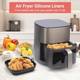 Siliconen Airfryer Pannen en Baklinern voor Herbruikbare Frituurmand - Vouwbare Tray Rack Accessoires voor Magnetron en Oven — thumbnail 4