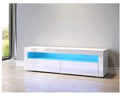 Televisietafel met LED-verlichting en hoogglans afwerking - 155 x 40 x 45 cm