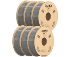 PETG Filament 1,75mm 6kg voor 3D-printer - Nauwkeurige Maat van ±0,03mm - Grijs