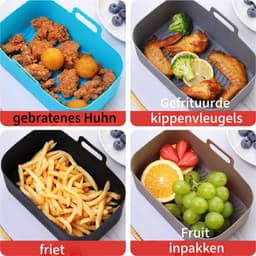1 stuk - Opvouwbare siliconen bakvorm - Rechthoekige siliconen bakvorm voor airfryer - Zwart — thumbnail 5