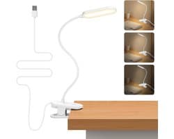Verstelbare Leeslamp met Klem en 360° Flexibele Arm – LED Tafellamp met 3 Helderheidsstanden voor Thuis en Werk