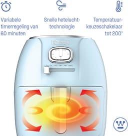 Westinghouse Retro Airfryer - 1500W - Heteluchtfriteuse - 4L - PFAS-Vrij - tot 200 Graden - Tot 4 personen - Blauw — thumbnail 3
