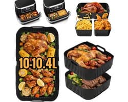 Siliconen Vorm Accessoires Heteluchtfriteuses Gescht voor Ninja Foodi Flexdrawer AF500EU/AF500EUCP 10,4 L, Air Fryer Accessoires Cosori TwinFry 10 L, 3 Stks Herbruikbare Airfryer Silicone Liners