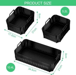 3 stuks mand voor luchtfriteuse, herbruikbaar, siliconen vorm voor luchtfriteuse, rechthoekige airfryer-houder, accessoires, mand voor airfryer, magnetron, oven — thumbnail 6