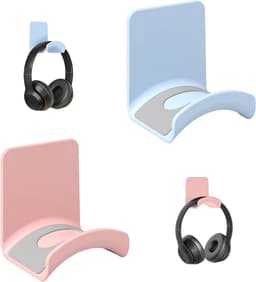Pack of 2 Universal Headphone Holders, Self Adhesive Gaming Headphone Stand for Most Gaming Headphones (Blue & Pink) — thumbnail 1