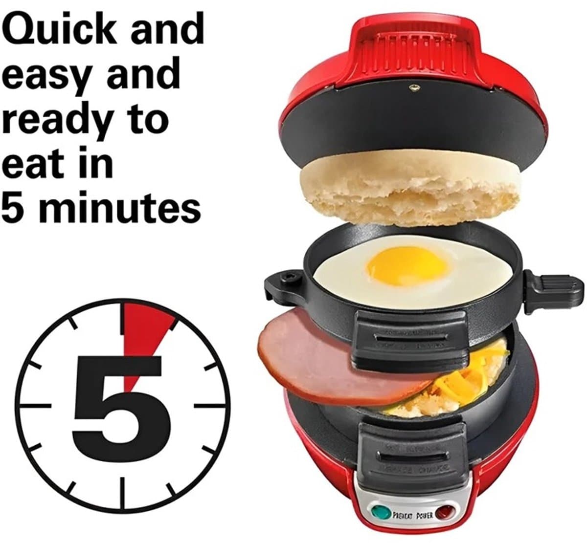 ACEP Ontbijtmaker - 220 V - Rood - Hamburger machine - Hamburgermaker - 800W - Keukenmachine - Contactgrills - Toaster - Sandwich — afbeelding 1