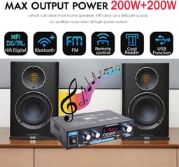 HiFi versterker met Bluetooth 5.0, mini audio versterker voor thuisbioscoop en karaoke — thumbnail 3