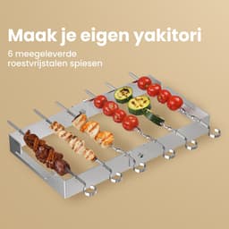 KitchenBrothers Kamado Hibachi Grill - Met Grillrek en Stokjes - Houtskool Barbecue - PFAS-vrij - Shichirin Tafelgrill - Rechthoekige BBQ - Keramische Barbecue - Zwart — thumbnail 4