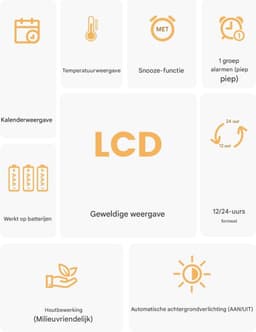 GELLDG Digitale wekker - Houten - Met sensormodule - Groot display desktopklok - Datum- en temperatuurweergave - Nachtlampje - Digitale klok met snoozemodule - Batterijen niet inbegrepen — thumbnail 3