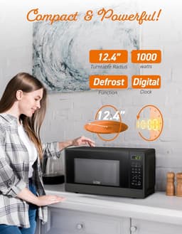 Compacte Zwarte Magnetron 1000W - 30 Liter Inhoud - Geschikt voor Kleine Keukens — thumbnail 3