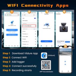 Dashcam WiFi met 64GB SD Kaart - FHD 1080P Auto Camera met Dubbele Lens en G-Sensor — thumbnail 3
