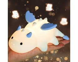 Kinder-LED-nachtlampje, zacht siliconen babynachtlampje, oplaadbaar via USB, 3 lichtintensiteitsstanden, 7 kleurveranderingen, kinderkamerdecoratie (blauw).