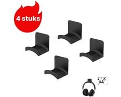 4-delige - Computerkoptelefoonstandaard zonder boren - Over-ear koptelefoonhaak - Opberghaak voor koptelefoon - Zelfklevende muurbevestiging - Zwart