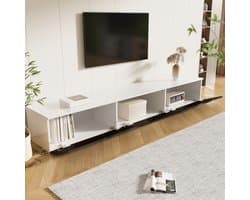 STILVORA TV-kasten 180x35x30 cm - TV meubel Met LED-Verlichting - Stijlvol Hoogglans Design - Multifunctioneel - Rechthoekig - Televisie - MDF - Wit