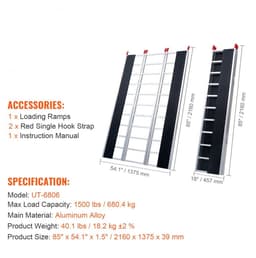 Oprijplaat/Oprijramp - Drievoudig Opvouwbaar - Draagvermogen 680 kg - Extra Breed 2160 x 1375 mm - Voor Motorfiets, ATV/UTV, Tuintractor, Grasmaaier — thumbnail 2