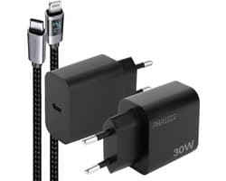 Phreeze usb C oplader geschikt voor iPhone en iPad - Met geschikt voor usb C naar Lightning kabel - Snellader 30w