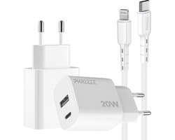 Phreeze usb C oplader 20W geschikt voor iPhone 14 13 12 en iPad met Lightning kabel - Snel opladen met 2 poorten