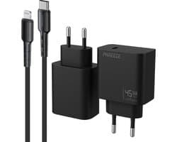 Phreeze usb C snellader geschikt voor iPhone 14 13 12 11 X XR XS Max Pro Mini Plus en iPad met Lightning kabel - Oplader