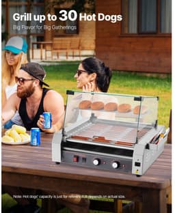 Elektrische Hotdog Machine - Rollergrill - 11 Rollen - 2200 W - Met Deksel - 2 Temperatuurregelaars - RVS Behuizing - Uitneembare Lekbak — thumbnail 4
