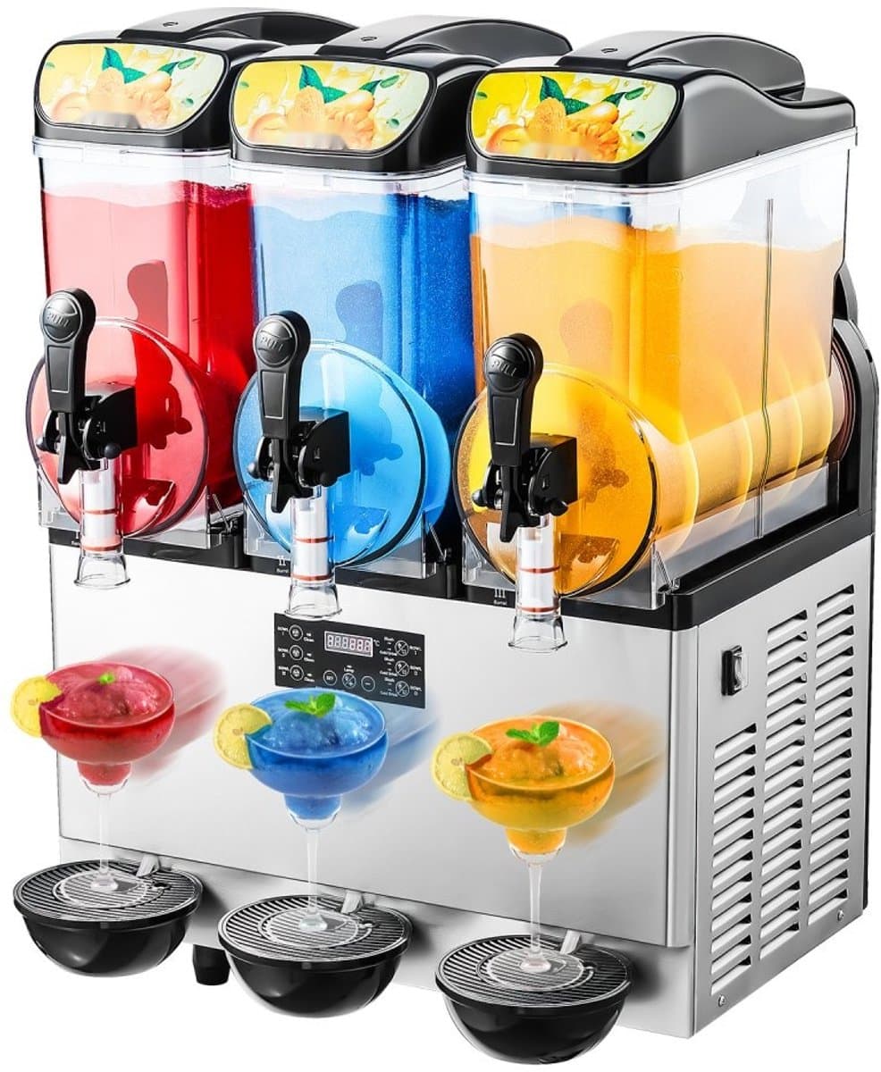 Slushmachine - Commerciële Granitamachine 3-Tanks 15 L x 3 - Roestvrij Staal - Tot 180 Kopjes - Voor Horeca en Thuis - Margarita en Smoothie — afbeelding 1