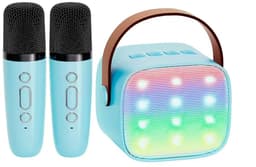 Karaokemachine - Wordt geleverd met 2 karaokemicrofoons - Premium Mini Karaokemachine - Kinderkaraokemachine met microfoon - Kinderdagcadeau/speelgoed - Geschikt voor kinderen van 3-12 jaar oud - Muziekluidspreker -Blauw — thumbnail 1