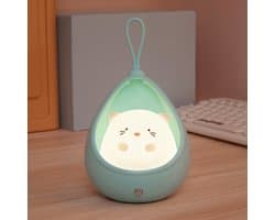 Schattig nachtlampje in de vorm van een kat voor kinderen, LED-bedlampje met bewegingssensor, draagbare haak, USB-oplaadbaar dierenlampje voor de kinderkamer, verjaardagscadeau (blauw).