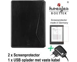 SleepCover Geschikt voor Kobo Clara HD Hoes Zwart + Screenprotector + Oplader - ereader hoesje - cover